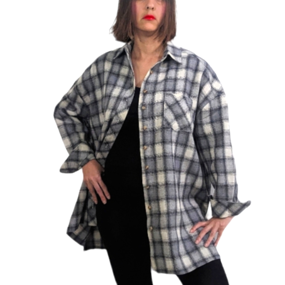 EDIT BY NINE Plaid Oversized Shirt/ Shacket ~ NWT